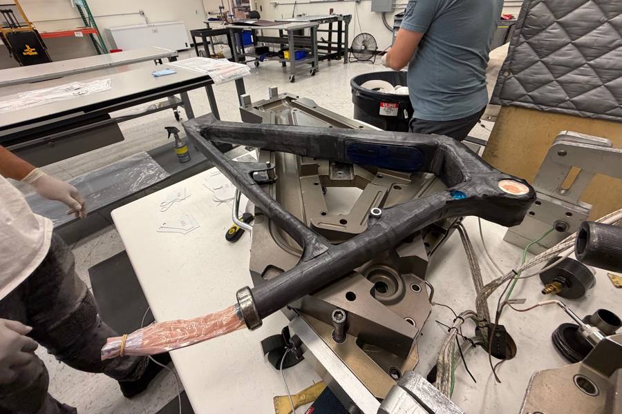 A Ripley SL front triangle coming out of the mold