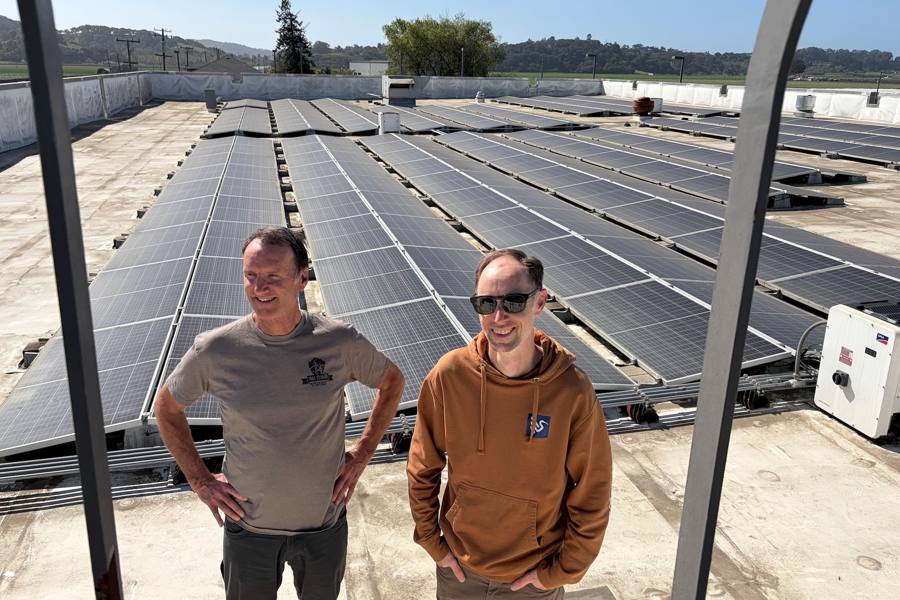 Solar panels on the roof of Ibis's Pajaro, California factory